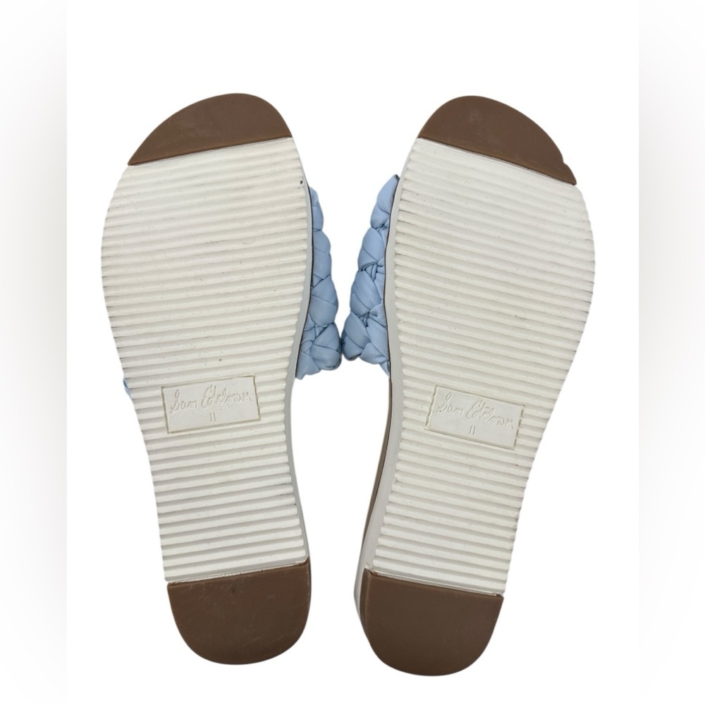 Sam Edelman Ainslie Braided Slide Sandals Sky Blue Platform Woven Slip On - Picture 6 of 13